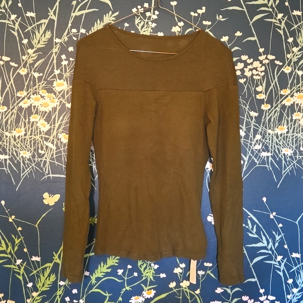 NWT OGL Tencel Wool Sheer Shoulder Brami Top - Olive
